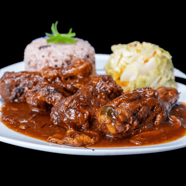 Boneless brown stew chicken.