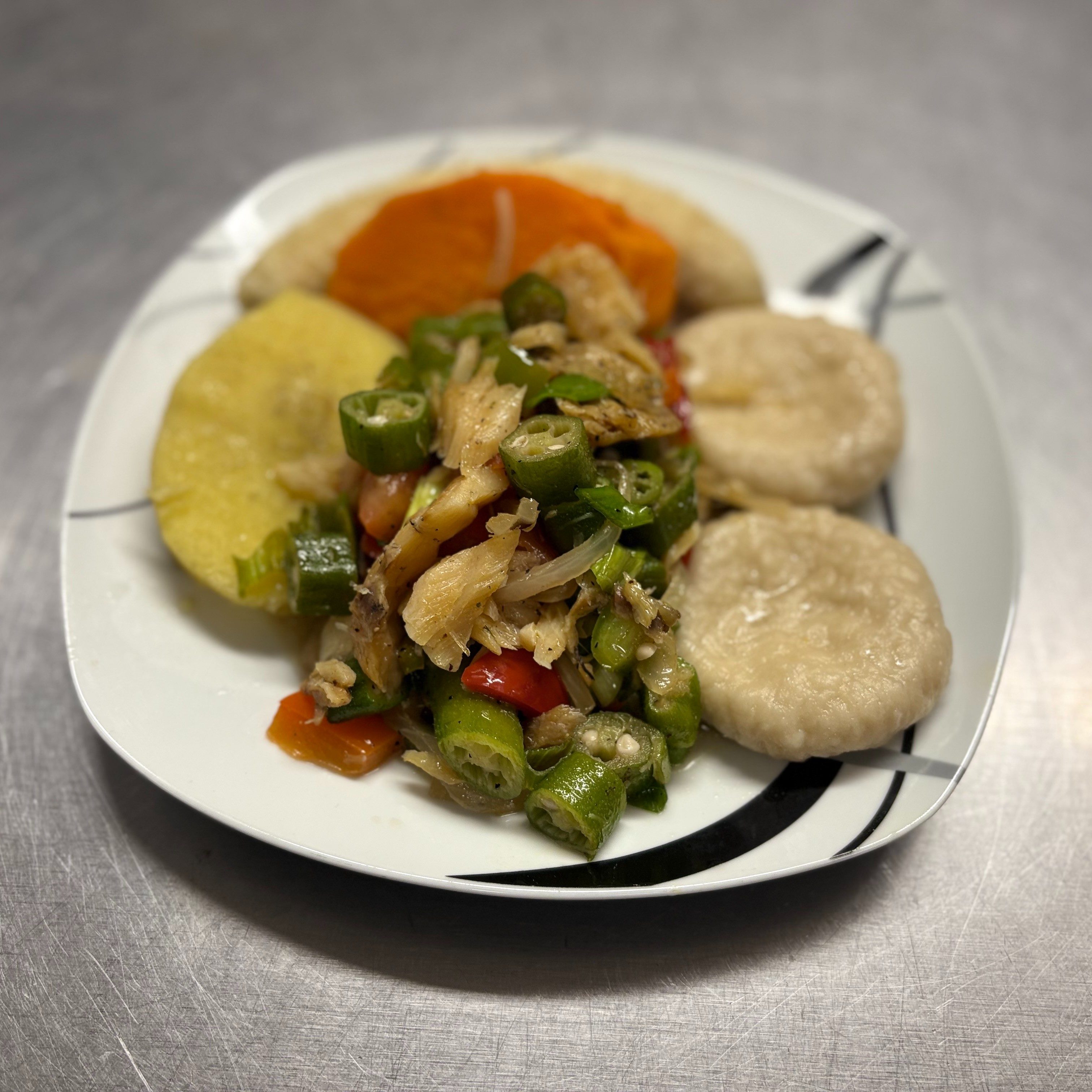 Entrée - Okra & Saltfish.